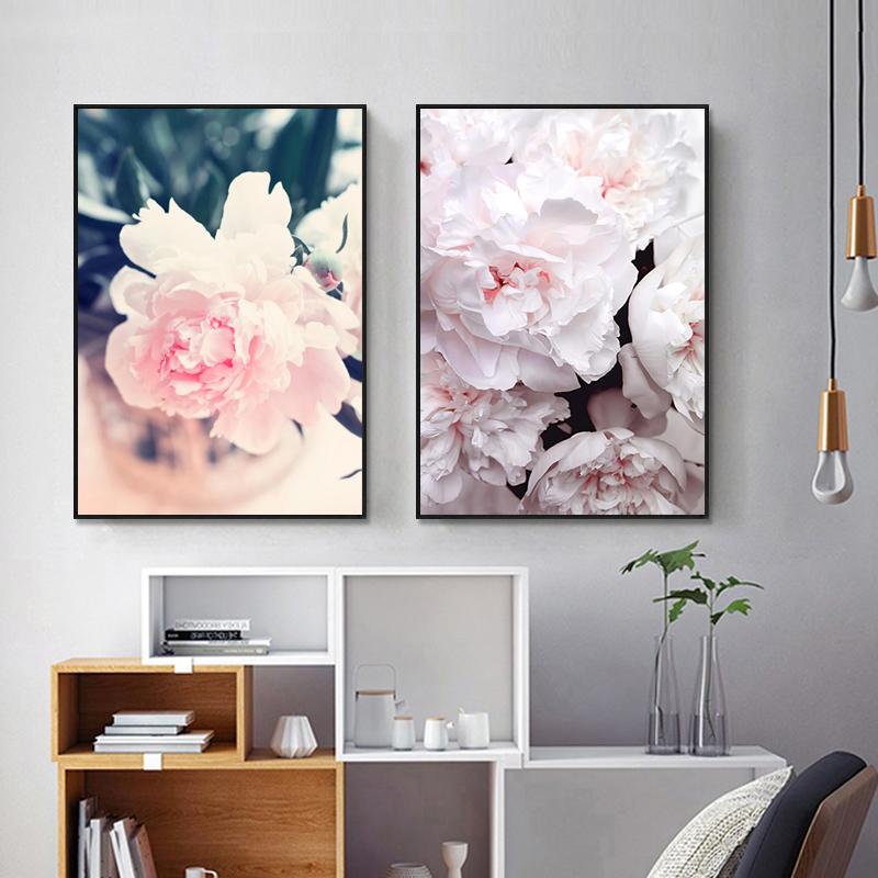 Wall Art Pink Flowers Posters and Prints Canvas Painting Aesthetic Room Decor Obrazy Plakaty Na Sciane Toile Murals Home Decor