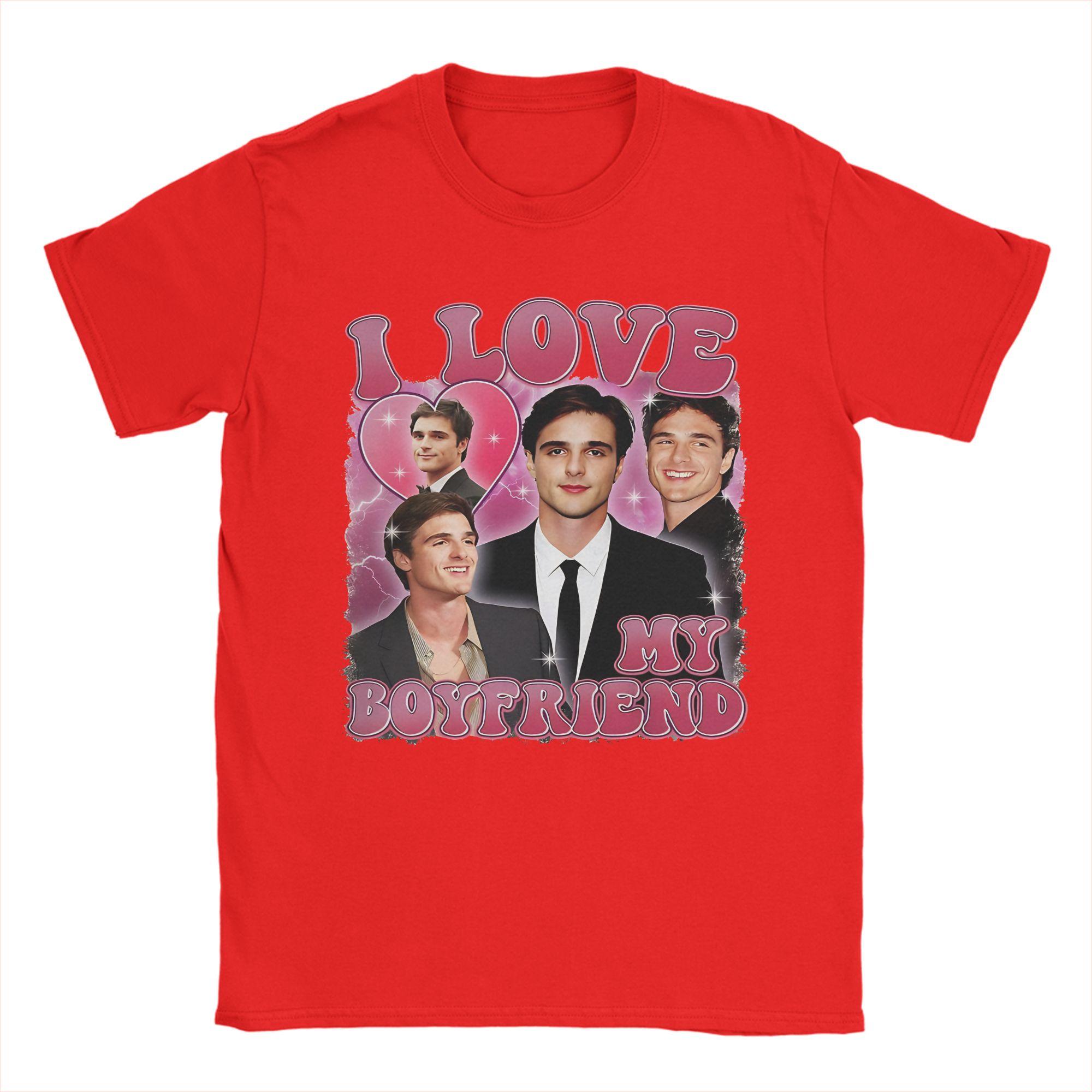 

All Seasons Jacob Elordi I Love My Boyfriend T Shirt for Unisex Women Pure Cotton Tshirts Short Sleeve Clothing S