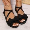 Women's Fashion Plus-Size Casual Sandals with Crisscross Straps and Bow Decorations