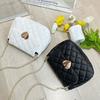 Women's Bag New Versatile Chain Crossbody Mini Bag Light Luxury Saddle Embroidered Rhombus Small Square Bag