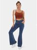 2024 Women's Plus Size Flare Yoga Pants - High Elastic Denim with Antibacterial Fabric