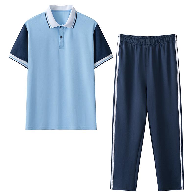 Summer School Sports Uniform Set for Middle and High School Students - Unisex Short Sleeve & Long Pants