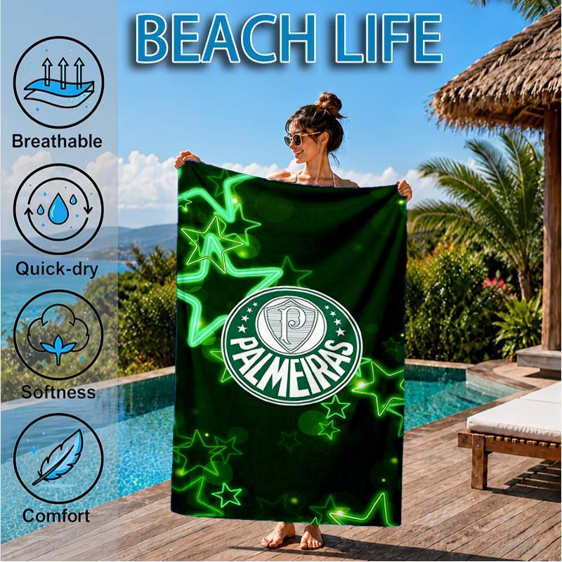 Fc Crest Design Printed Microfiber Beach Towel, Soft And Absorbent, Quick-Dry, Ideal for Summer Travel, Beach Essential, Swimming Pool