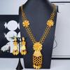 Dubai Style 24K Gold Plated Flower Necklace and Earrings Set for Brides