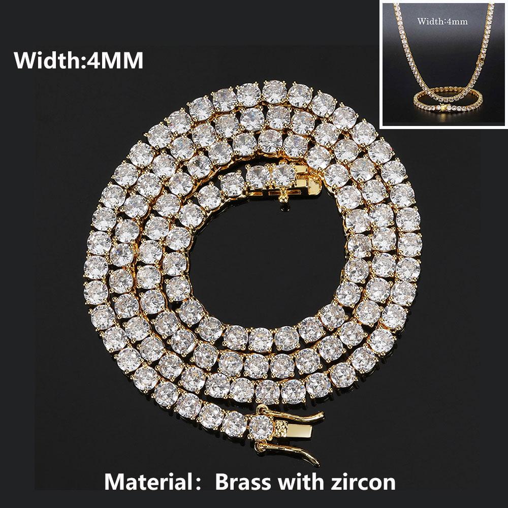ICEBLING 3/4/5/6MM Round Cut CZ Stone Tennis Necklace Iced Out Single Row Cubic Zirconia Necklace for Men Women Hip Hop Jewelry