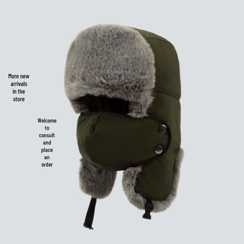 Men's Windproof Lei Feng Winter Hat with Ear Protection - Thick, Warm, and Plush for Cycling Outdoors