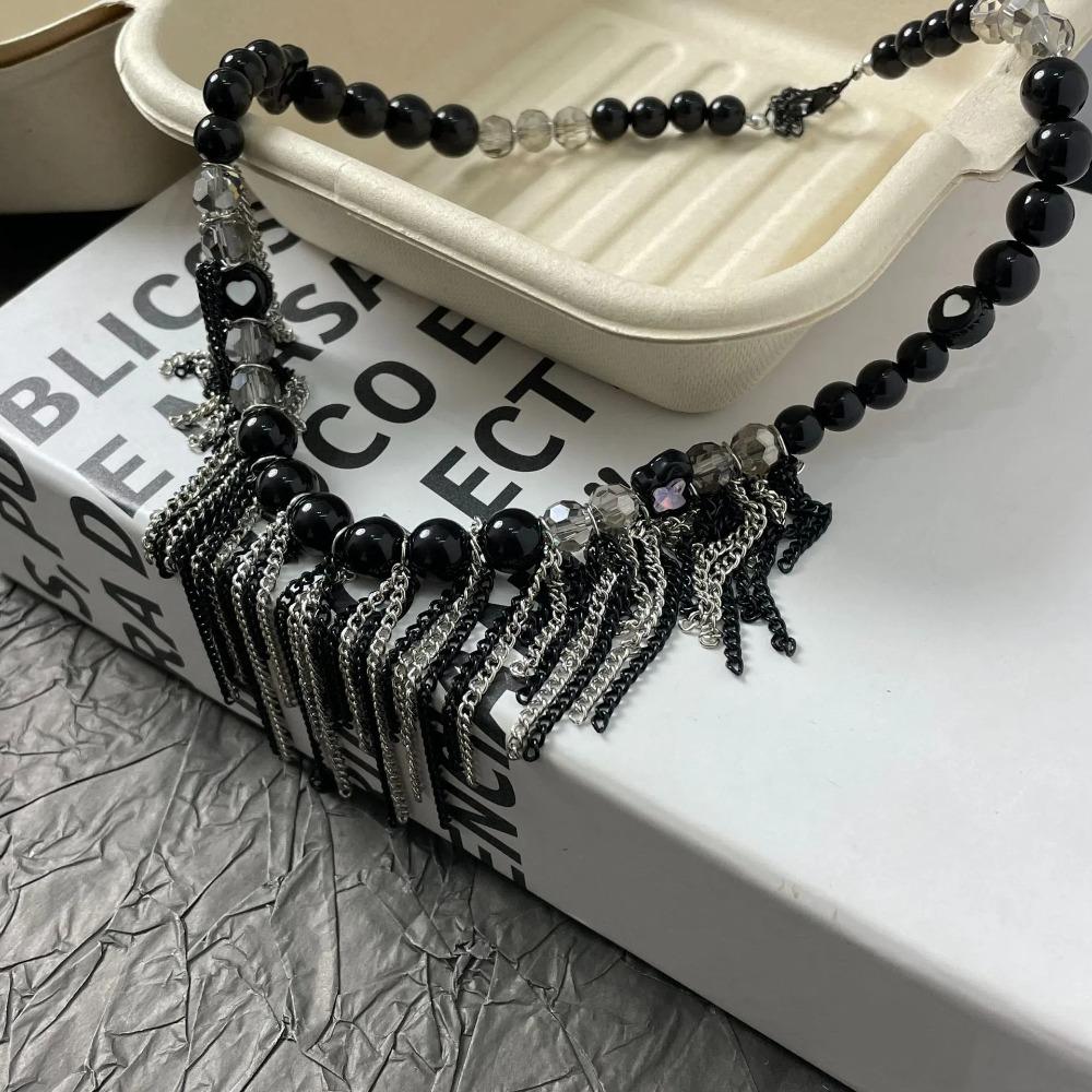Collarbone Chain Tassel Beads Necklace Vintage Clavicle Chain Trendy Beaded Choker Women