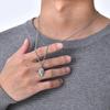 Mens Dog Tag Necklaces Stylish Hammered Stainless Steel Eight Point Star Pendant Collar Birthday Party Gifts for Him