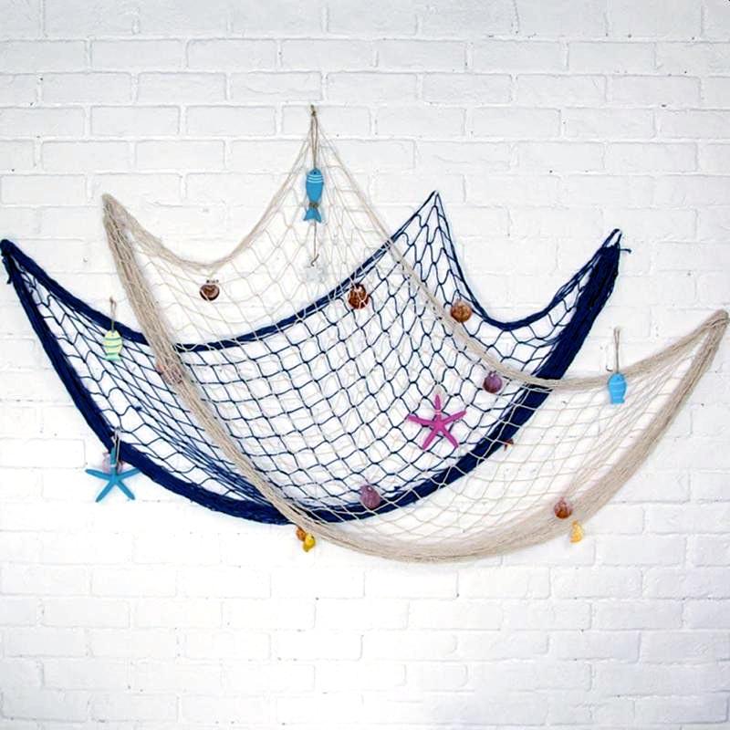 Fish Net Hanging Ornaments Mediterranean 3D Nautical Ocean Theme Home Fishing Net Wall Decor