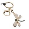 Sweet Girl Bag Charm Pendant Rhinestones Dragonfly Zinc Alloy Keychain Accessory Electroplated Finish Easy Hang Lobster Clasp Key Holder Durable