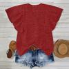 Damen Shirt V-Ausschnitt Rüschen Kurzarm Pullover Tops Lockere Passform Punkt