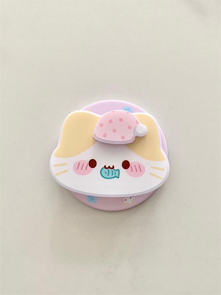 Kawaii Cartoon Cat Magnetic Pop Stand Clear Phone Case For iPhone 15 16 17 Pro Max INS Pink Cute Shockproof Protective Cover