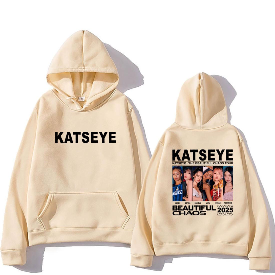 

КАЦІ: THE BEAUTIFUL CHAOS TOUR 2025 Друковані пуловери Чоловічі Жіночі Вільний крій Мода Худі з довгим рукавом Вінтажний Фліс Чорне Худі S