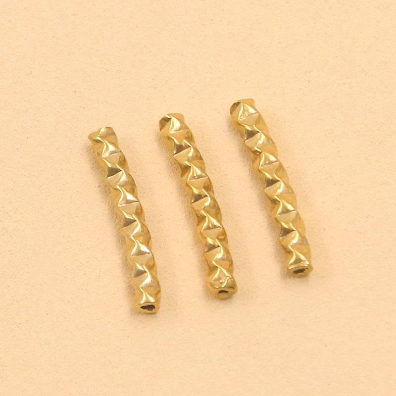 DIY Jewelry Materials: 2-Color Stainless Steel Embossed Bent Tube Beads & Accessories