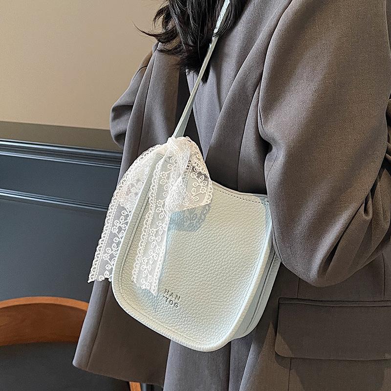 Spring and Summer Popular Korean Sweet Wind Simple Solid Color Mobile Phone Bag Lychee Pattern Texture Versatile Casual Messenger Bag