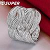 925 Sterling Silver Cross Weave Open Ring Jewelry