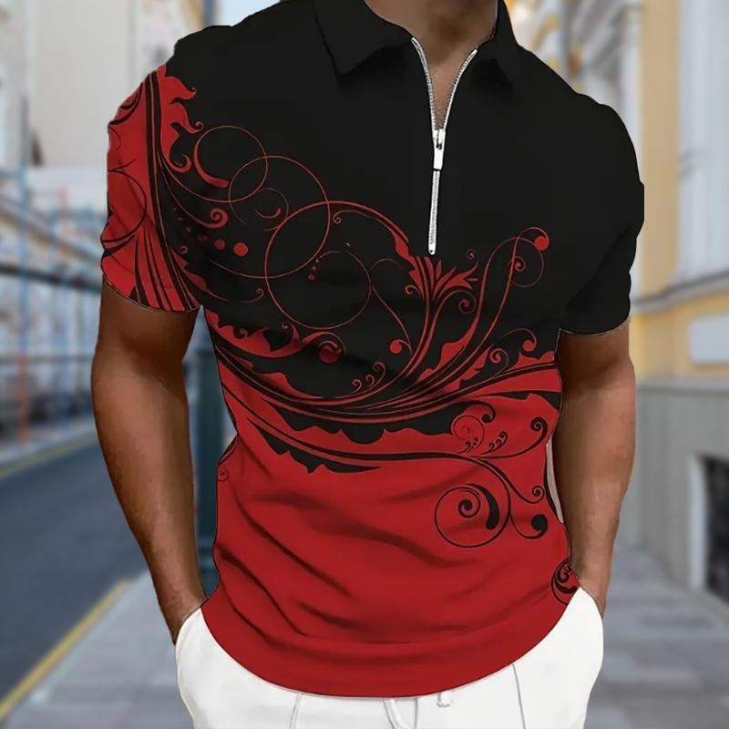 

Мужская рубашка поло повседневная на молнии с коротким рукавом модная повседневная на молнии лето весна стандартный крой градиентный принт 3D принт рубашка XS чёрный