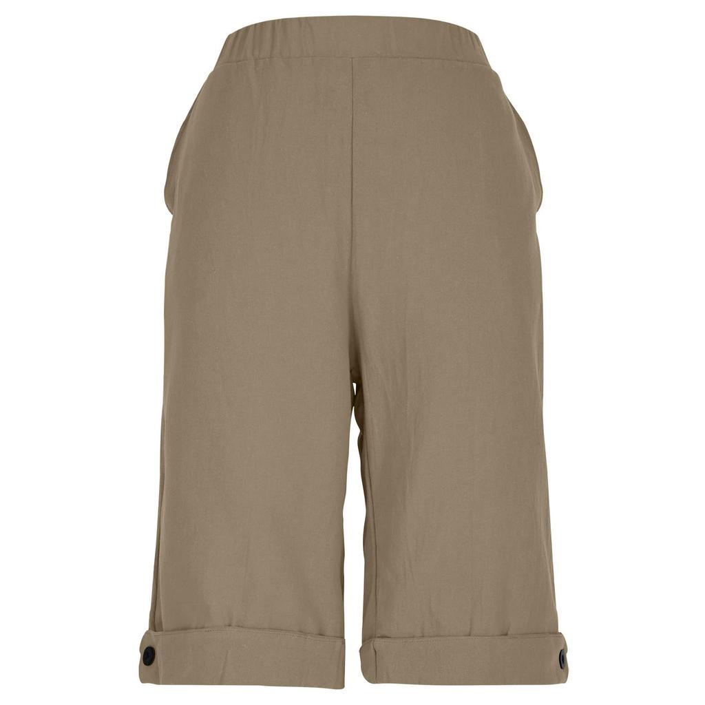 Women's Fashion  Color Pocket Five-Foot Loose Elastic Waist Cotton Linen Shorts