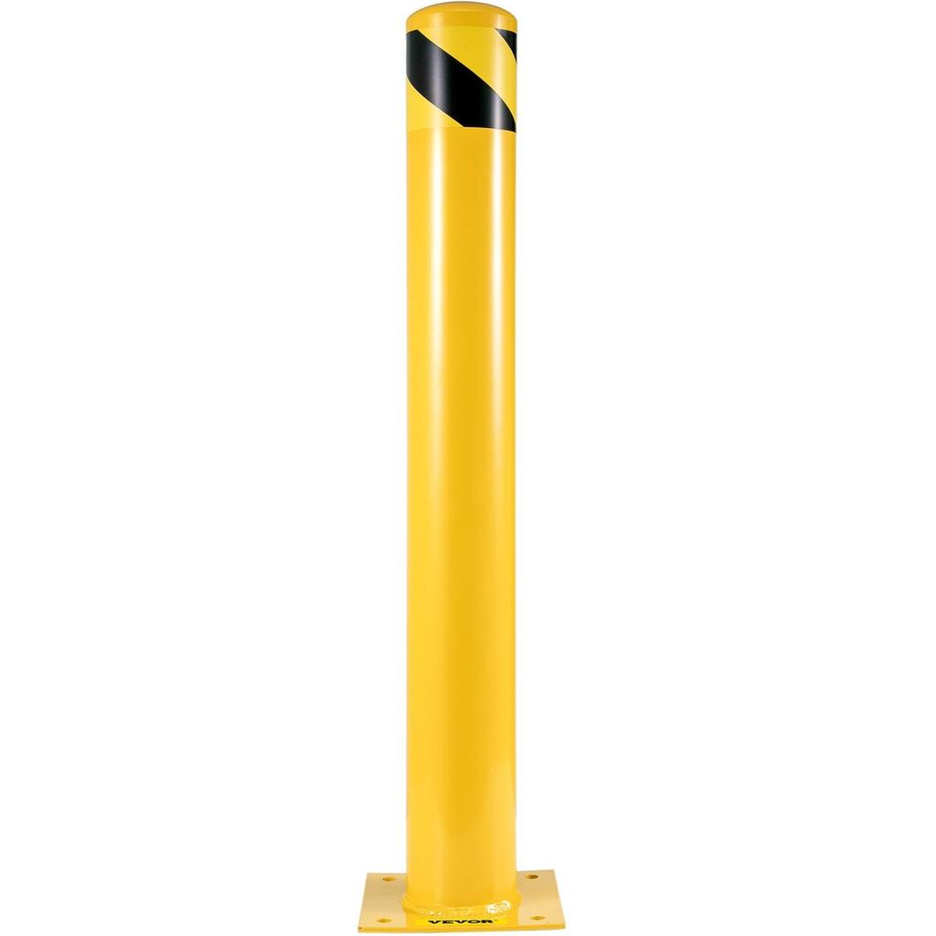 Safety Bollard, 42 Inch Height Bollard Post, 5.5 Inch Diameter Steel Pipe Safety Bollard Post, Yellow Steel Bollard, Steel Safety Bollard with 8
