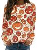 Halloween pattern pumpkin bat 3D printed women's Harajuku round neck long sleeved T-shirt