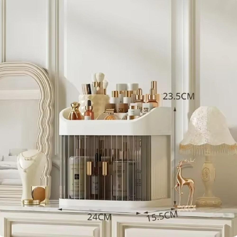 

Коробка для хранения косметики Большая вместимость Туалетный столик Стеллаж для хранения средств по уходу за кожей Органайзер с ящиком Настольный пылесборник