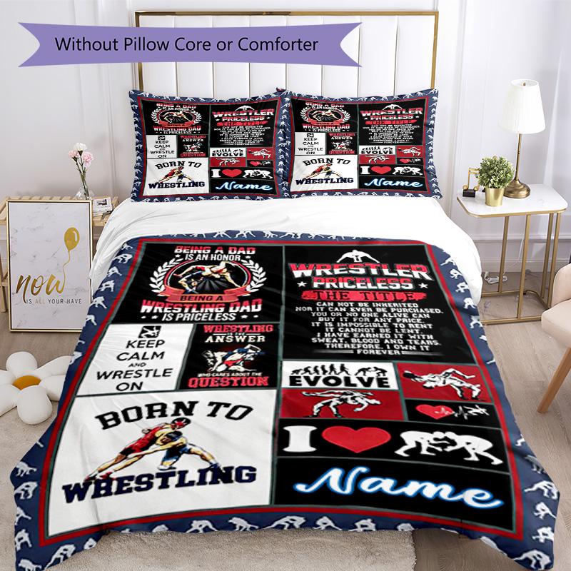 Wrestler6 Customize Your Name Bedding Set Breathable Duvet Cover With Pillowcases Decorative Bed Linen For Bedroom Home Decoration Birthday Gift