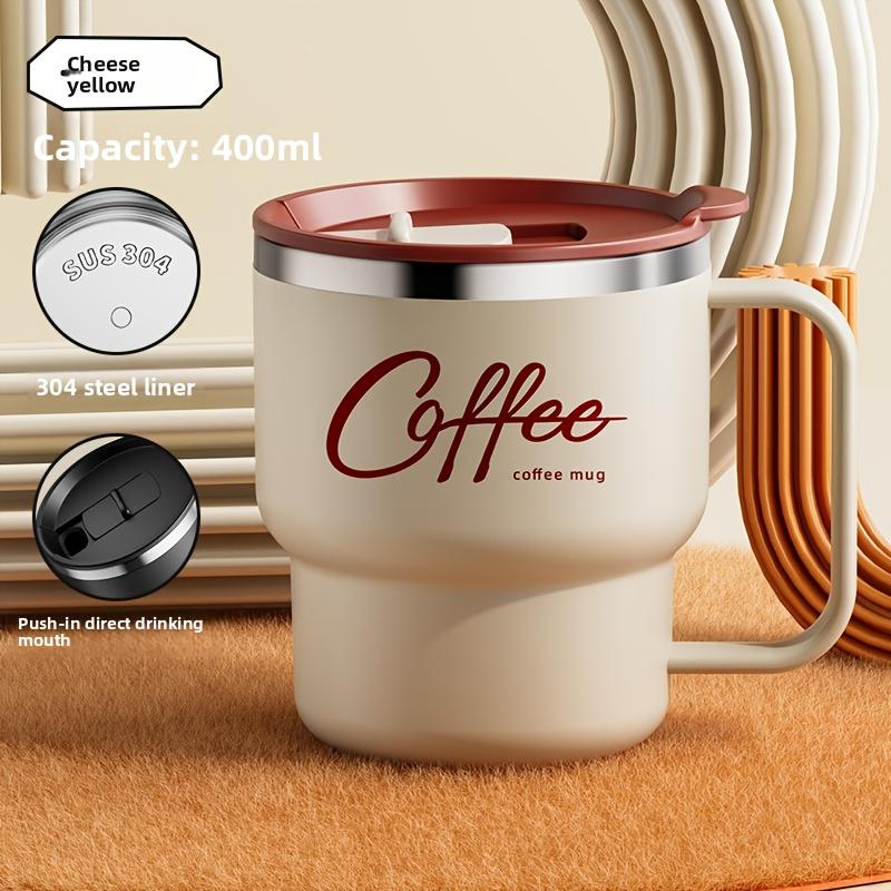 304 Stainless Steel Coffee Mug with Lid Double-Wall Travel Cup Spill-Proof & Leakproof Elegant Coffee Cup