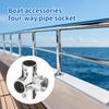 Boat Elbow 4-Way Pipe Fitting Connector Railing Hardware Stainless Steel Adapter Marine Hardware for Yachts Dock Decks Guardrail