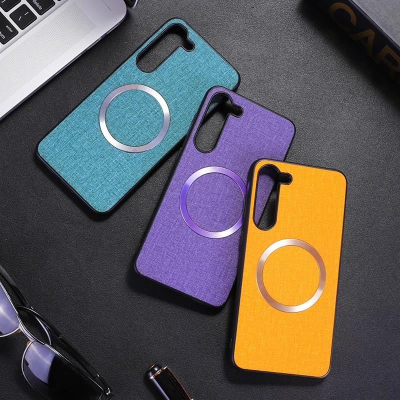 New Fabric Case for Samsung Galaxy S24 S23 S22 S21 Ultra  S24 Plus For Magsafe Magnetic Charging Silicone Protection Cover Coque
