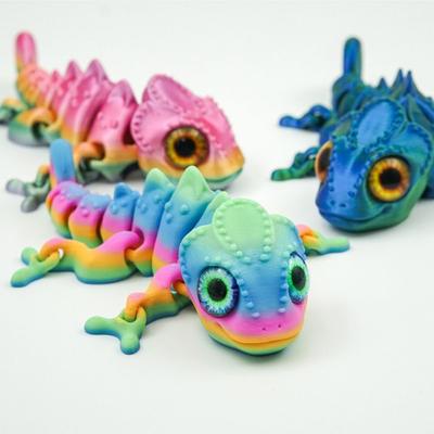 PLA 3D Printed Chameleon Model Multicolor Multi-jointed Chameleon Action Figure Movable Articulated Animal Figurine