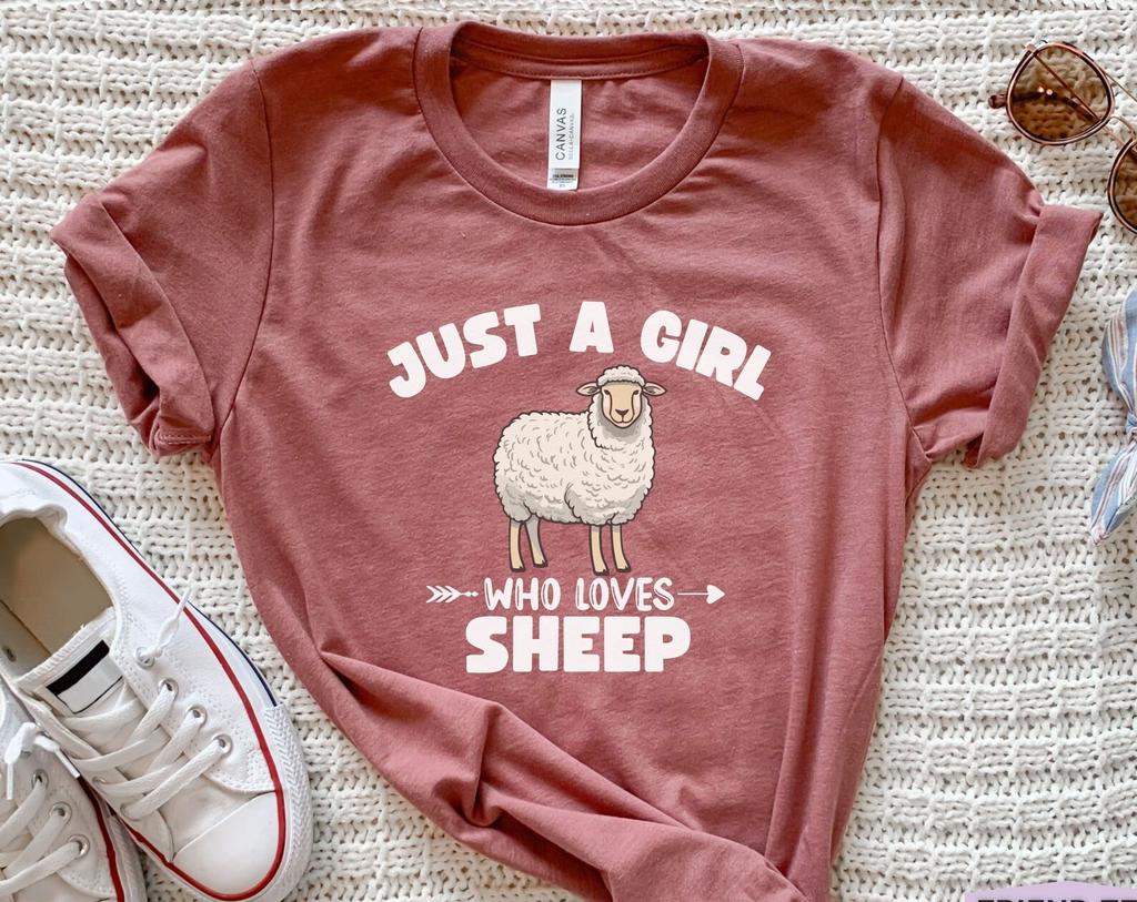 Just A Girl Who Loves Sheep Tshirt, Womens Sheep Shirt, Sheep Farm, Shepard Shirt, Sheep Gifts, Farm Shirts, Girls Sheep Tee, Sheep Shearer