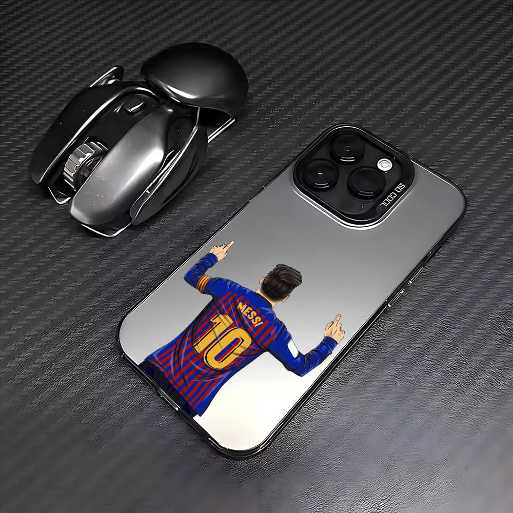 L-Leo M-Messi LIONEL Phone Case For iPhone 17, 16,15,14,13,12,11 Plus,Pro Max, Colorful Silver Funda Cover