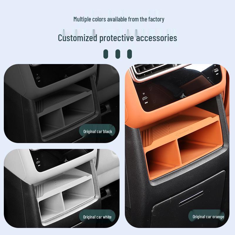 Ideal L6L7 Silicone Rear Seat Storage Box - Car Interior Console Armrest Organizer