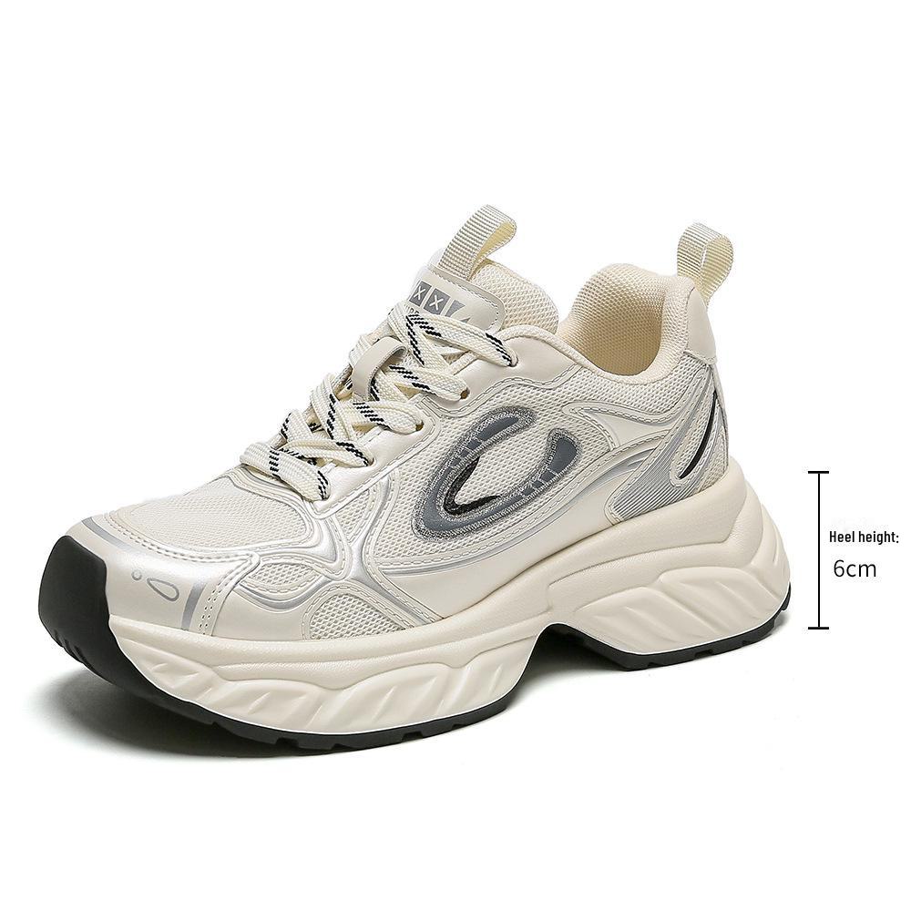 

Женские модные кроссовки Dad 2025: Толстая подошва, увеличивающая рост, мягкая и удобная для весны Size 40 бежевый