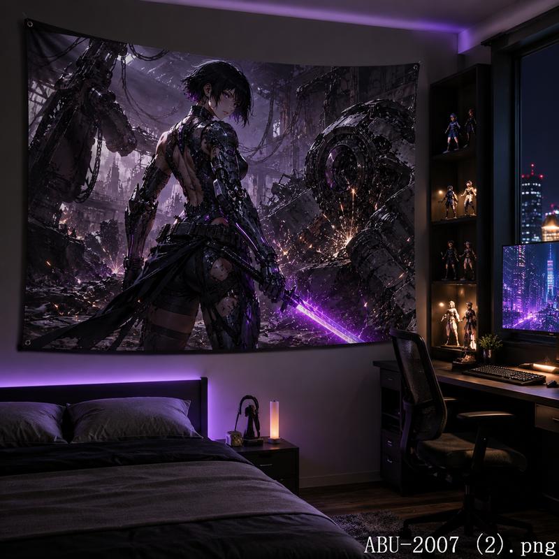 Red Fire Battle Anime Aesthetic Tapestry Cool Fantasy Warrior Cartoon Wall Hanging Teen Dorm Bedroom Otaku Home Wall Decor