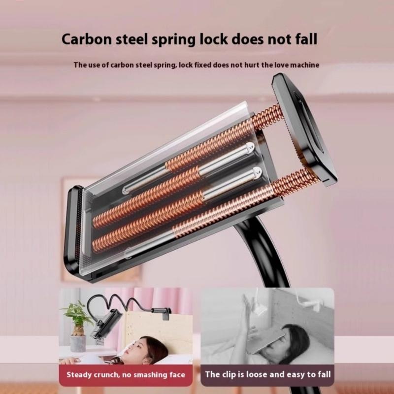 Flexible Bedside Phone Mount Clamp with Bendable Arm 360 Rotatable Metal Tube Phone Stand Upgrades for Lazy Watching