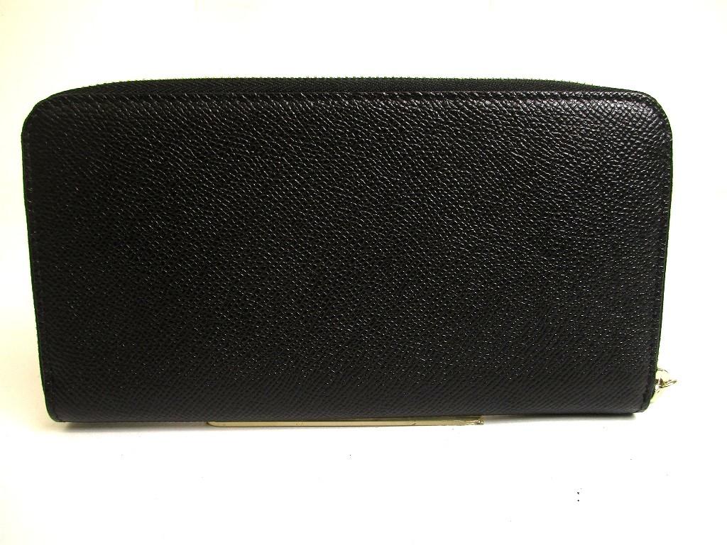 Authentic BVLGARI BVLGARIBVLGARI Black Leather Round Zip Long Wallet #a970  Pre-owned