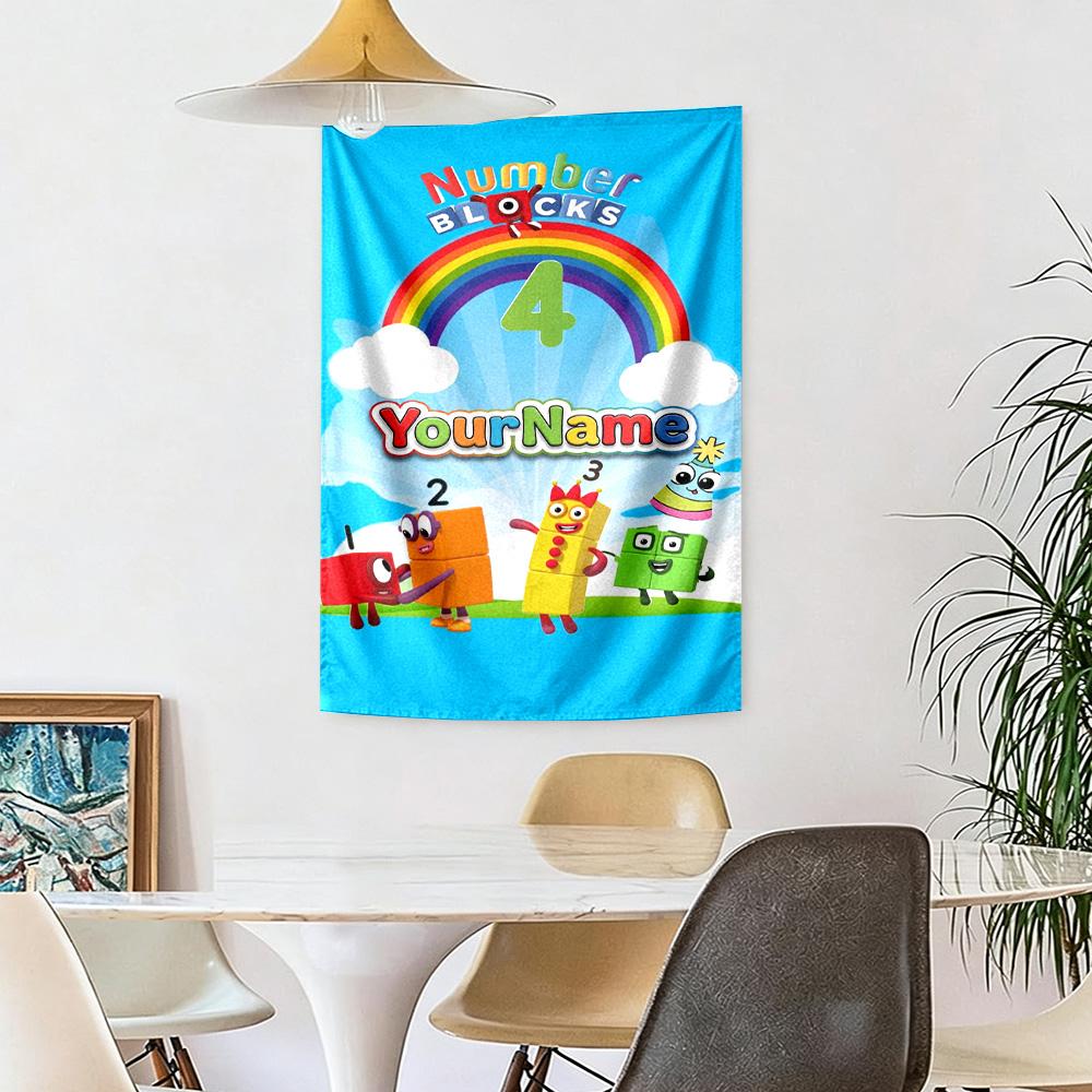 Numberblocks Benutzerdefinierter Name Wanddekoration Wandteppich Kunst Für Haustiergedenken Geburtstag Hochzeitsparty Kulisse Familiengeschenk