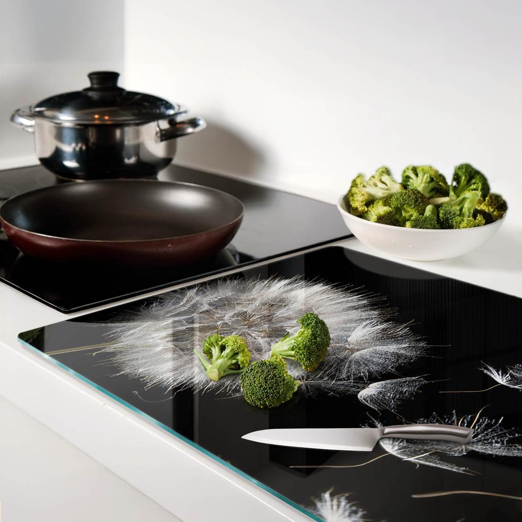 Decorative Tempered Glass Kitchen Chopping Board Dandelion 80x52 Cm