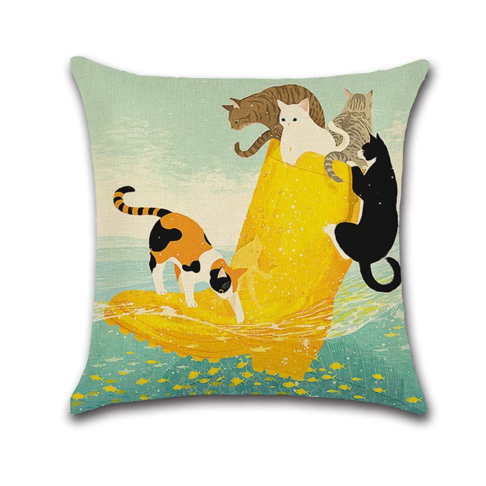 YunJeude Cushion 45cm x Set of Nordic Geometric Different Zipper Home Car All Interior Covers, 45cm, 4, Patterns, Patterns, Linen, Cute, Stylish,