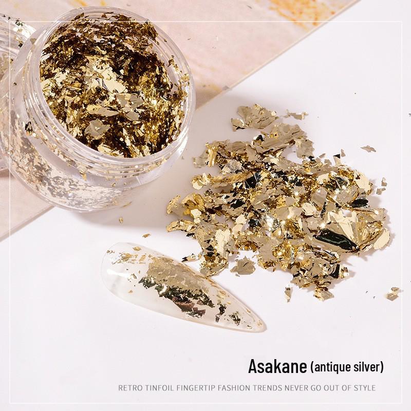 Gold & Silver High-Gloss Foil Fragments for Nail Art - Decorative Stickers & Glitter.