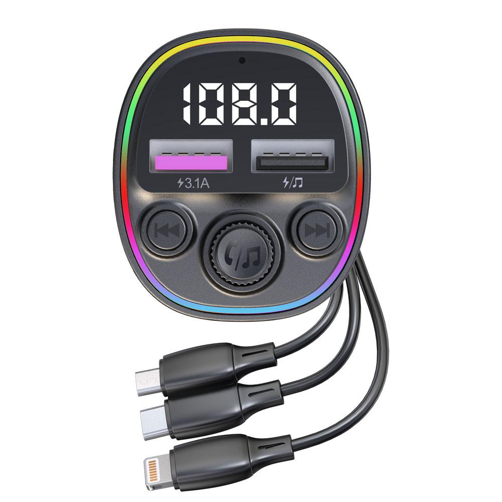 

New Car Bluetooth MP3 Player 66W Super Fast Charging Car Charger with Three in One Charging Cable Car Charger