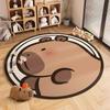 Runder Teppich mit Capybara-Print im japanischen Stil, rutschfeste Bodenmatte für Schlafzimmer, Wohnzimmer, Sofaseite, Deko-Teppich, Stuhlteppich, Lesebereich