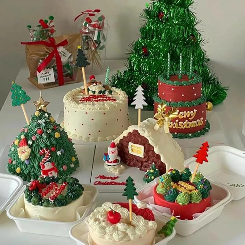 500Pcs Christmas Bamboo Food Picks Toothpicks Santa Dessert Buffet Fruit Salad Christmas Decoration New Year Xmas Party Supplies