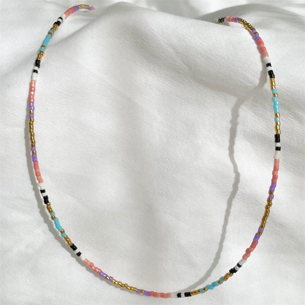 Miyuki Seed Beads Handmade Colorful Clavicle Chain Necklace for Women and Besties