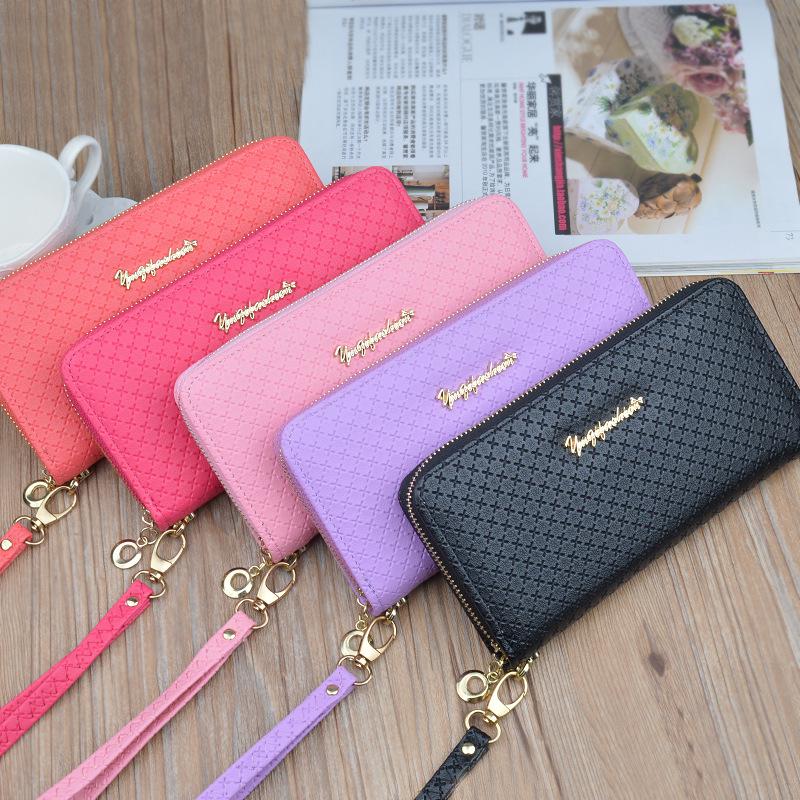 Kvinner Mote Håndvesker Kunstskinn Clutch Vesker Dame Elegant Mynt Veske Telefon Veske Merkedesign Lange lommebøker
