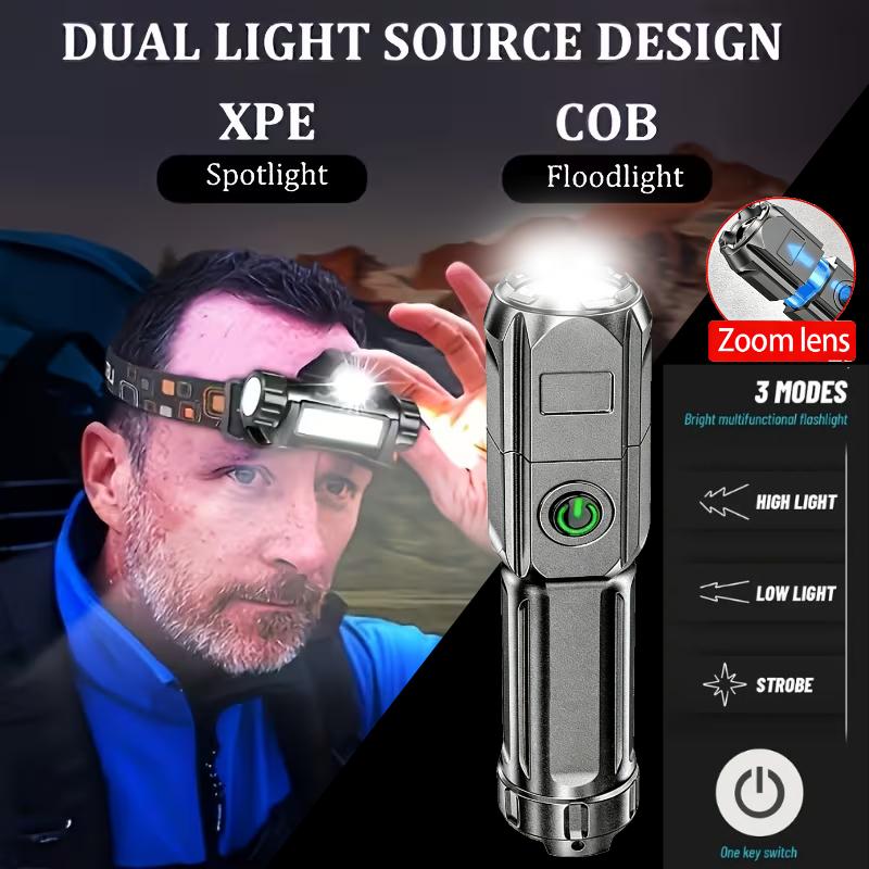 Super Bright Flashlight USB Rechargeable LED Headlamp Tactical Head Torch Light Outdoor Waterproof Camping Fishing Lantern