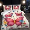3pcs Fresh Style Bedding Set Butterfly Wing Printed Cozy Soft Duvet Cover King Queen Twin Size Birthday Gift Adult Bedroom Decor