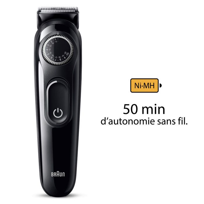 Tondeuse à barbe - Braun - BT3410 - Ultra-nette - 40 hauteurs de coupe - Fonctionnement sans fil