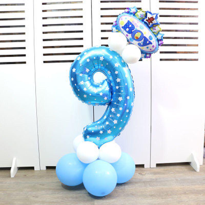 Elegant 32" Number Foil Balloon For Birthday Wedding And Party Decor Blue/pink